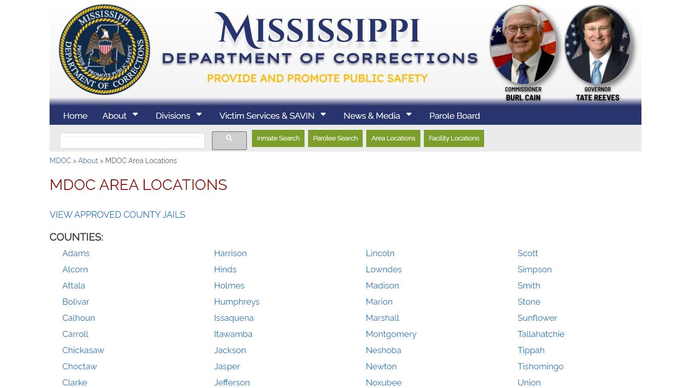 MDOC Area Locations